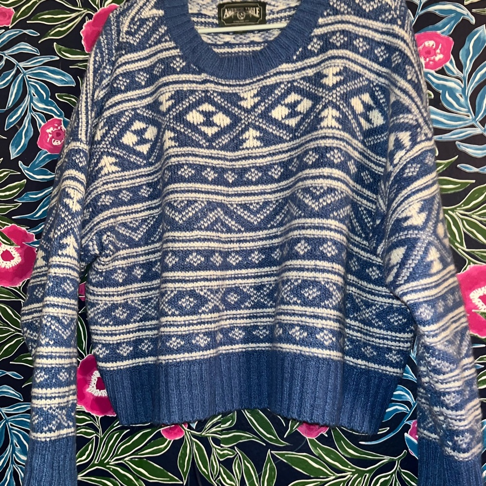 American Eagle Blue and White Sweater